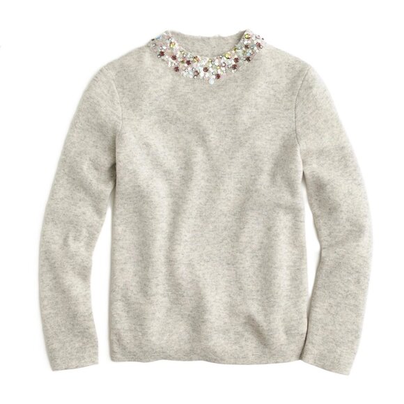 NEW-XXXS-J.Crew Embelished Mock Neck Sweater